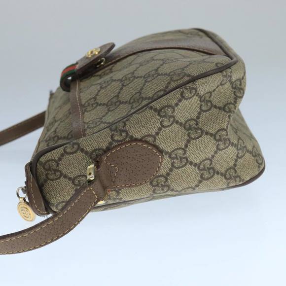 GUCCI GG Supreme Web Sherry Line Shoulder Bag PVC Beige Red Green Auth 109874 - Picture 4 of 16